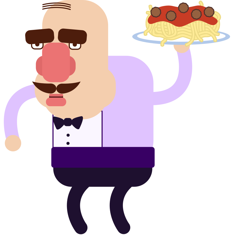 a goofy looking waiter